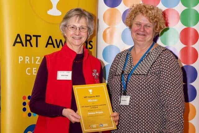 Debbie receiving her ART award
