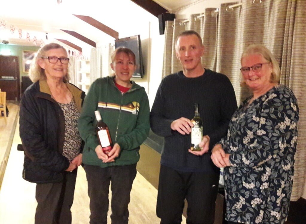 The two winners, Lucie Payne and Nick Dallison receiving their prizes from President Judith Williamson and Master Vicki Rowse