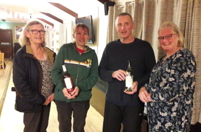 The two winners, Lucie Payne and Nick Dallison receiving their prizes from President Judith Williamson and Master Vicki Rowse