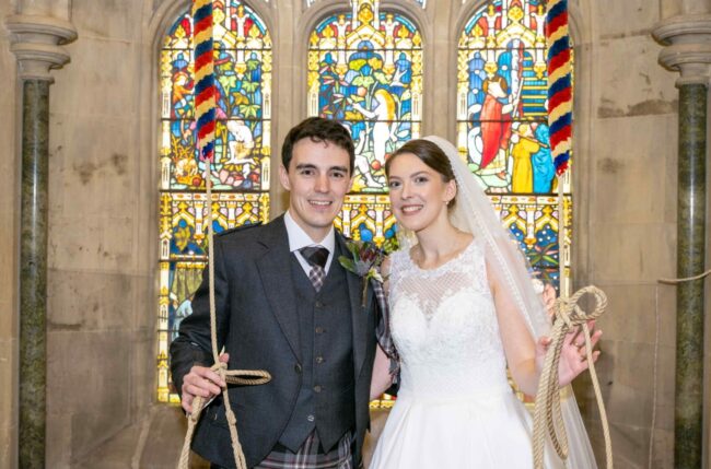 Lynsey Ollington and Jamie Dunsmore ring for their own wedding