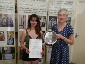 Conni Cottingham - Young Ringer of the Year being awarde her certificate