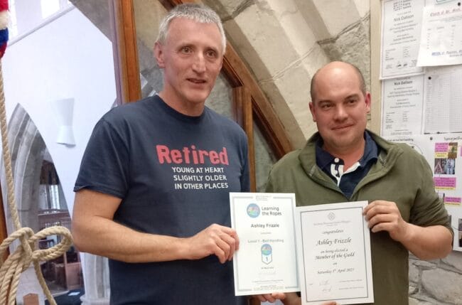 Ashley Frizzle receiving his guild membership and LTR1 certificates