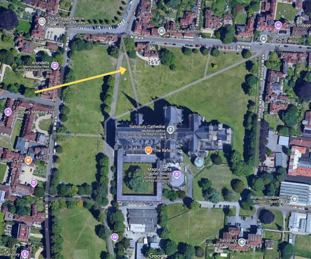 Salisbury campanile satellite image