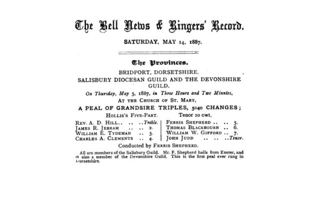 Bell news first dorset peal 1887