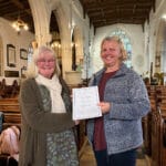 The Guild Master Vicki Rowse presenting Wyke Regis’ new member Helen Treacher with her certificate