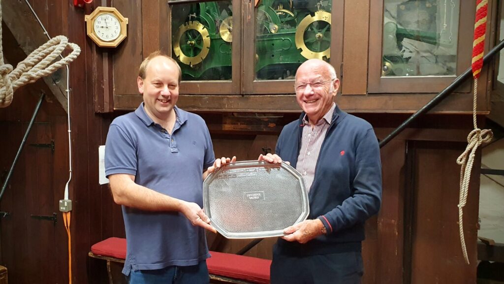 John Fry receiving the Longridge Salver from Branch Chairman, Nick Baker