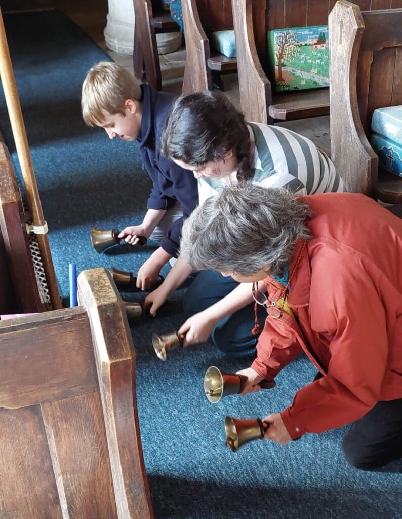 Janet Collins "lapping" with two of our Young Ringers
