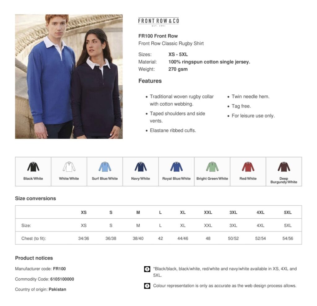 FR100 Classic Rugby Shirt