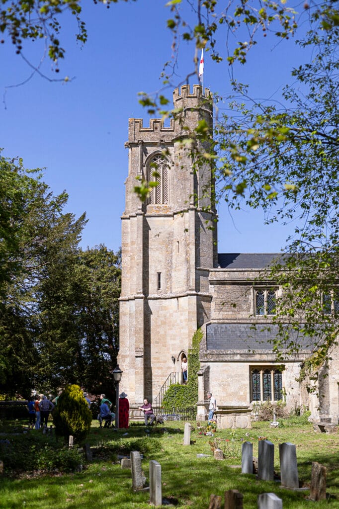 St Nicholas church, North Bradley in the sunshine
