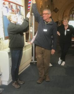 Yolande showing the importrance of keeping the rope taut