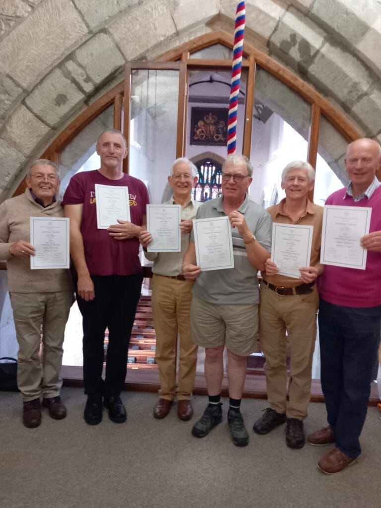 Sturminster Newton Martin, Nick, Jonathan, Carl, Andrew, Paul receiving their certificates