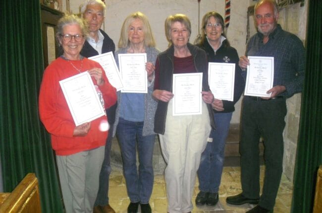 Tuesday Allsorts Liz, Jeremy, Cathy, Ann, Jane, John receiving their certificates